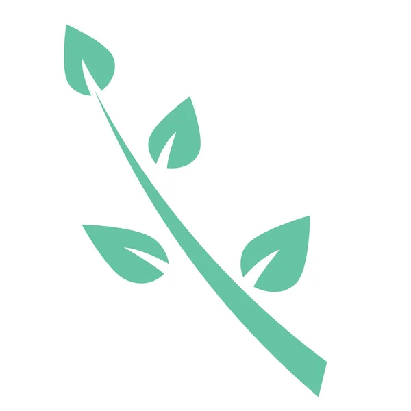 Yeşil Bahar Dalı logo simge vektör çizim küçük minimalist resim. doğa, organik, vegan izole sembolü