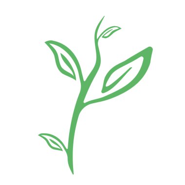 çay simgesi logo vektör çizim beyaz zemin üzerine yeşil yaprakları