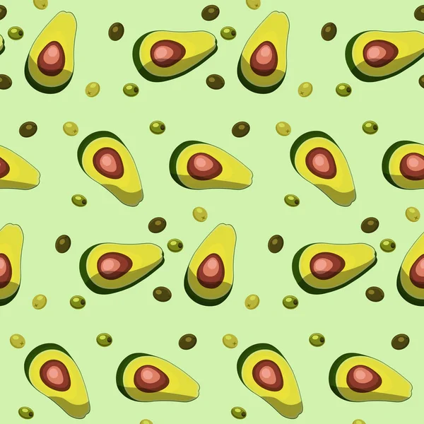 vektör seamless modeli avokado ve zeytin açık yeşil renkli baskı, tekstil, kumaş, duvar kağıdı, arka planında için kesmek