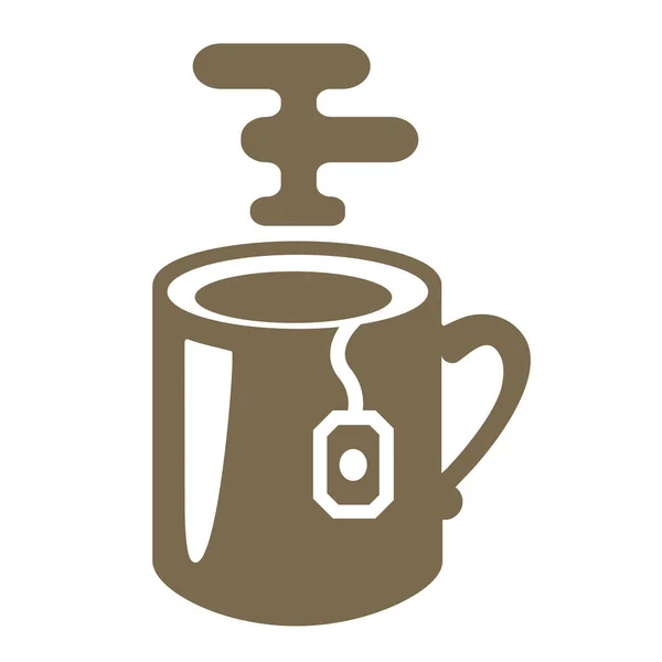 Caneca Chá Com Saco Chá Logotipo Ícone Vetor Ilustração —  Vetores de Stock