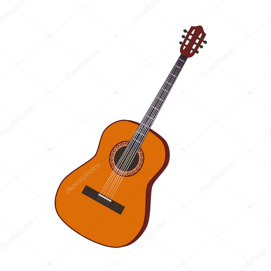 Musical instrument guitar. Isolated icon vector illustration on white background.