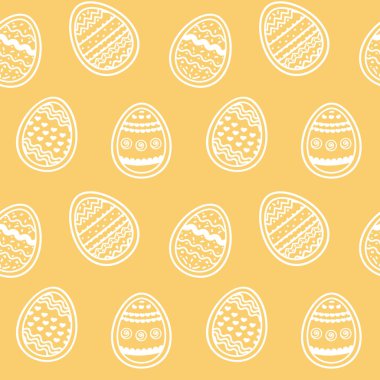 Dikişsiz desen tüm baskı vektör Paskalya yumurtaları süslenmiş. Swatch dahil. Bahar Kırtasiye, tatil paketleme, ambalaj kağıdı için Amber arka planda retro tarzı tekrarlama deseni