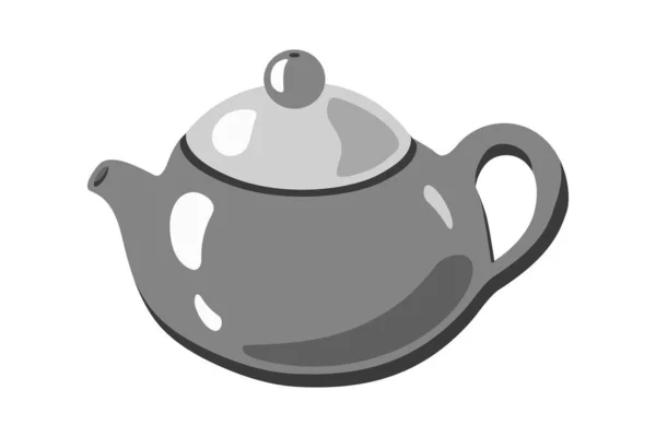 Teapot Icon Image Vector Monochrome Illustration Grey Flat Tea Pot — Stock Vector