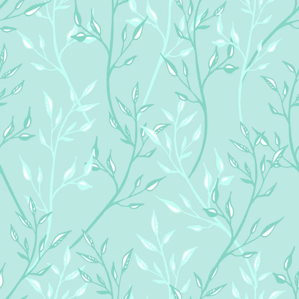 Kumaş ve dekorasyon için ince dallar ile editable açık mavi vektör sonsuz doku. bahar romantik kadınsı dikişsiz desen. tonlarında neredeyse düzlem renkler, pastel mavi. 