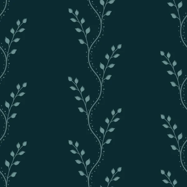 Elegante Dunkelgrüne Endlose Textur Mit Kleinen Anmutigen Zweigen Und Blättern — Stockvektor