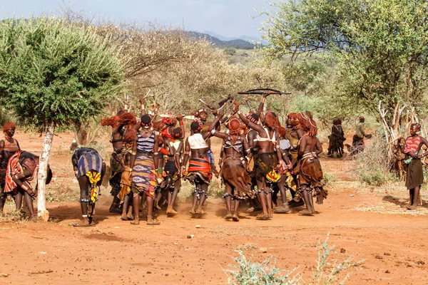 Turmi Údolí Řeky Omo Etiopie Prosince 2010 Hamar Dámy Jejich — Stock fotografie