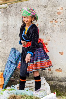 Tam Duong, Kuzey Vietnam: Kızıl Hmong dağ kabilesinden bir kadının portresi 