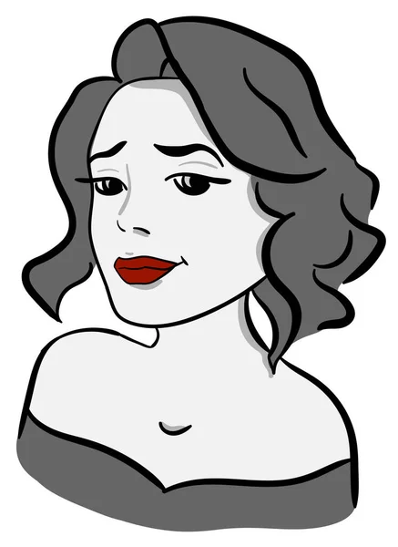 Modny Czarno Biały Cyfrowy Rysunek Dziewczyny Czerwonymi Ustami Przypomina Noir — Zdjęcie stockowe