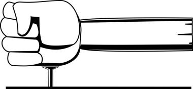 Siyah-beyaz vektör resim yumruk şeklindeki çekiç çivi hits