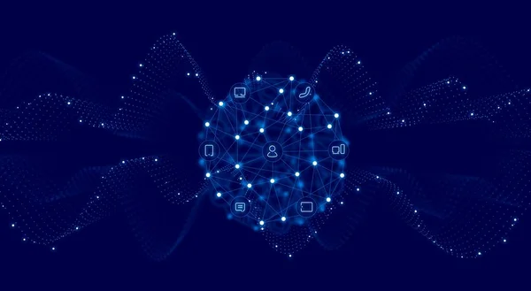 Abstract blue waves on dark blue background.