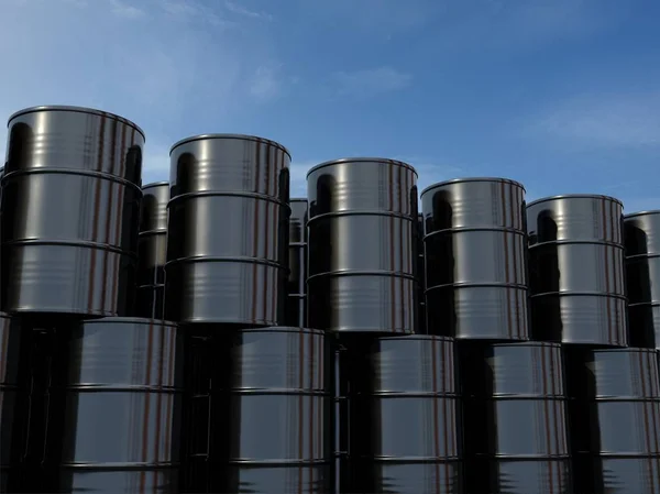 Oil Barrels Blue Sky — Zdjęcie stockowe