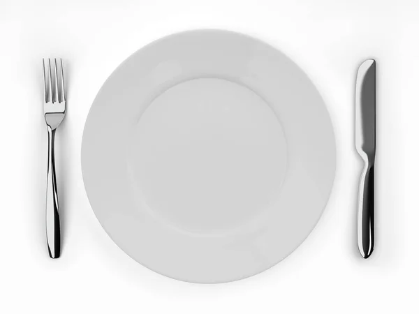 Порожня Обідня Тарілка Ніж Виделка — стокове фото