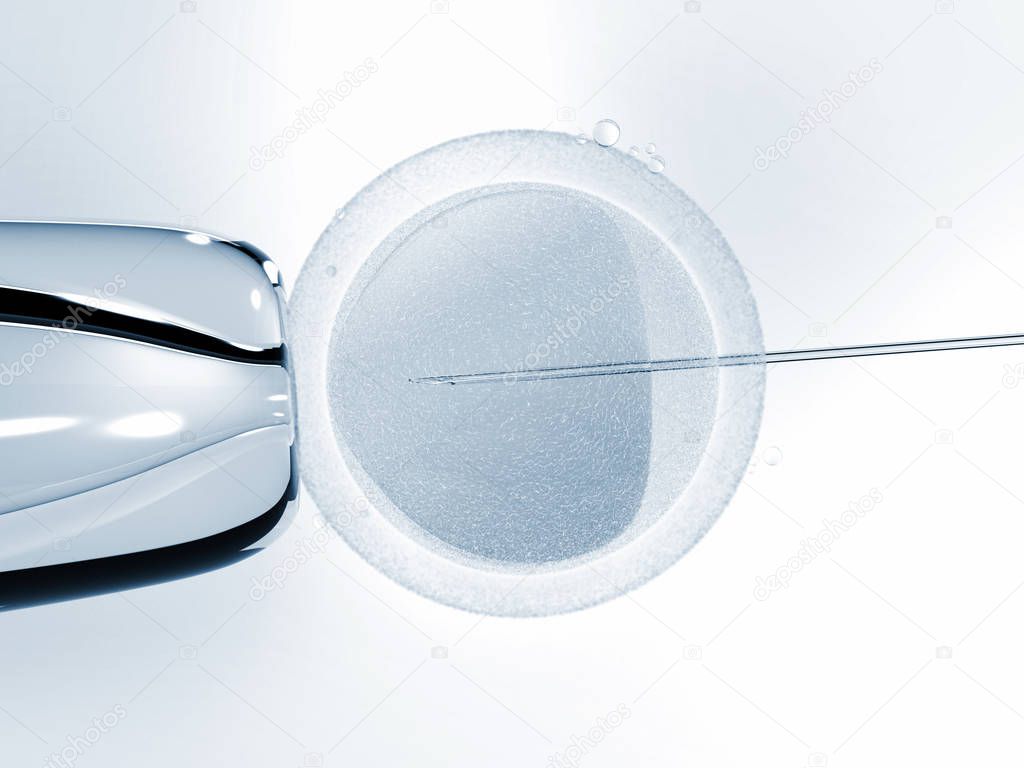 In vitro fertilisation. Blue color.