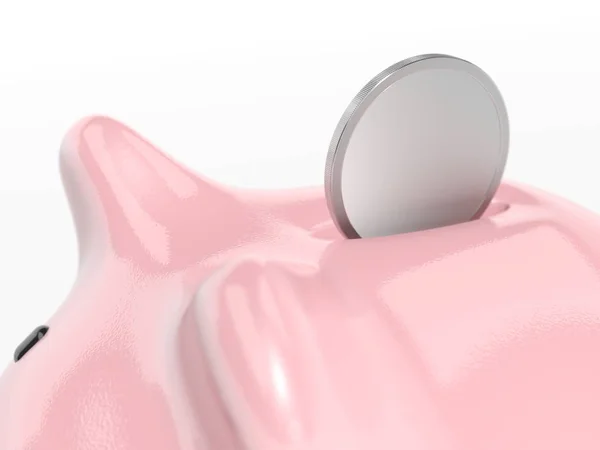 Piggy Bank Blank Coin Isolated White Background — Stock Photo, Image