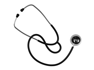 Beyaz arka plan üzerinde izole stetoskop. Siyah renk.