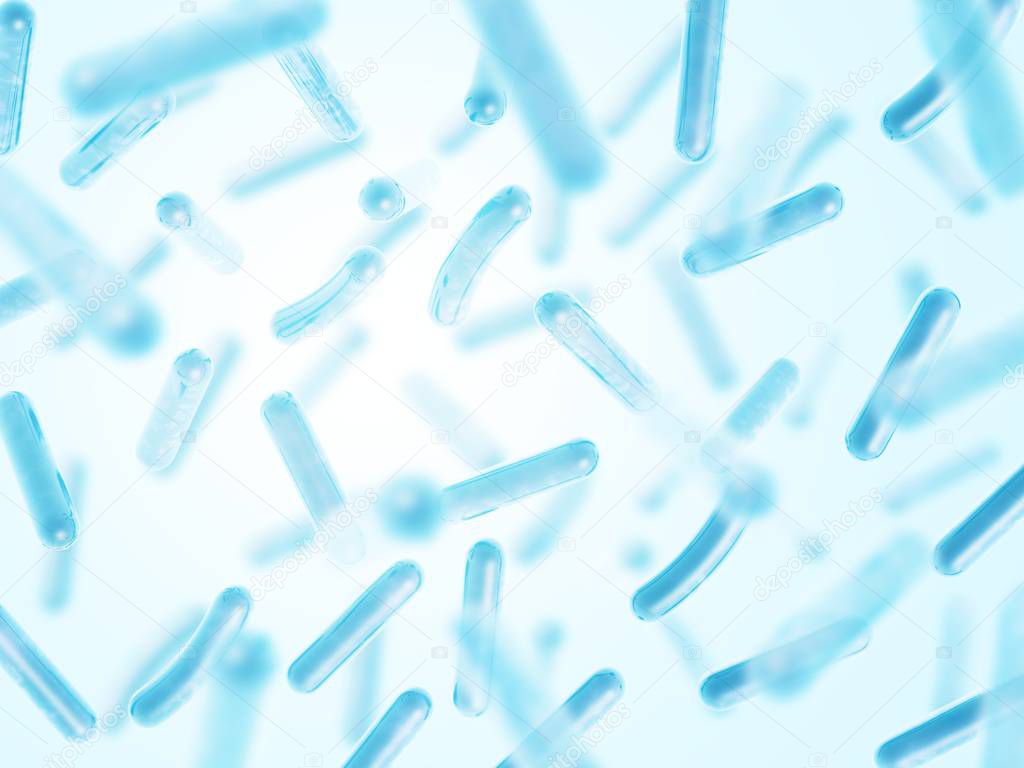 Probiotics Lactobacillus acidophilus. Blue color.