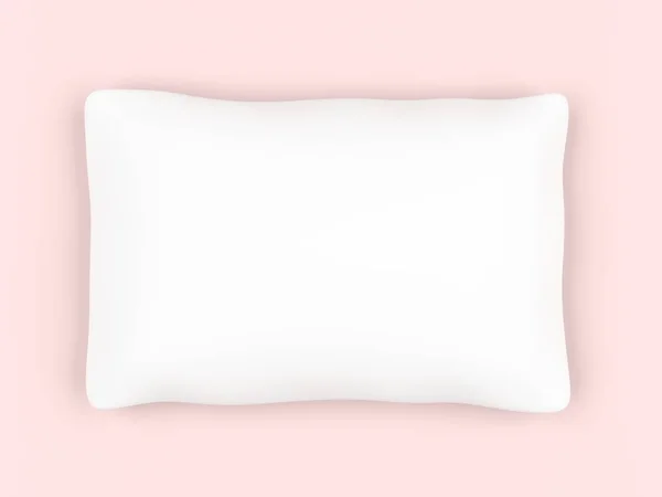 Белая Подушка Прямоугольника Изолирована Розовом Фоне Иллюстрация — стоковое фото