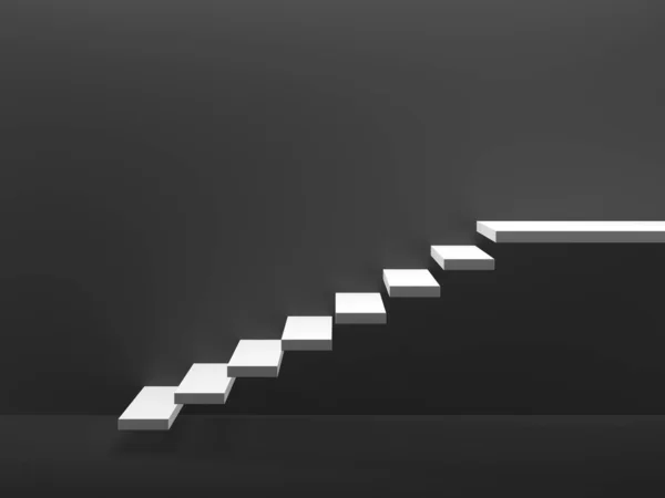 Escaleras Blancas Aisladas Sobre Fondo Gris Oscuro Ilustración — Foto de Stock