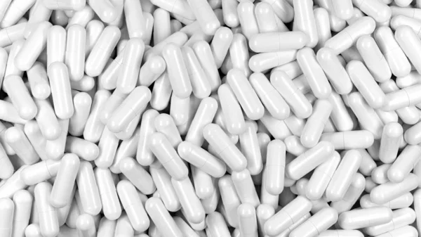 White Pills Multiple Objects Gelatin Capsules Illustration — Stock Photo, Image