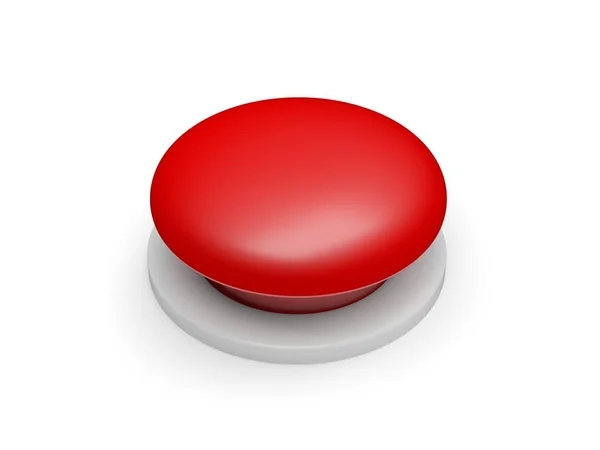 红色按钮与白色背景隔离 3D说明 — 图库照片