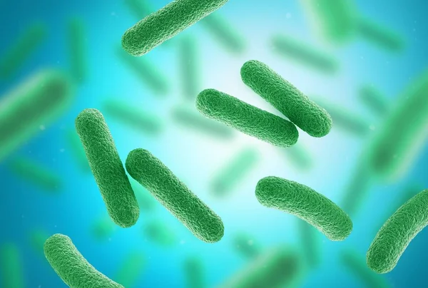 Green Bacteria Blue Background Close Illustration — Stock Photo, Image