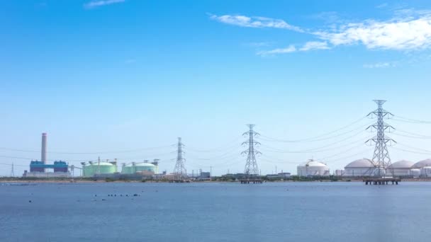 Caducidad Central Eléctrica Almacenamiento Petróleo Terminal Gnl Zona Industrial Cercana — Vídeos de Stock