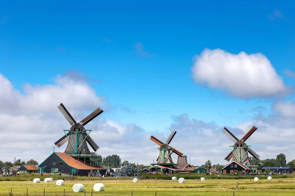 Ancien Classique Moulin Vent Hollandais Zaanse Schans Est Célèbre Point — Photo