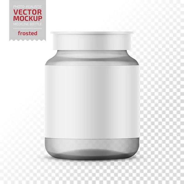 透明なガラス薬瓶テンプレート. — ストックベクタ