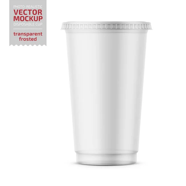 Tazza di plastica monouso trasparente con coperchio . — Vettoriale Stock