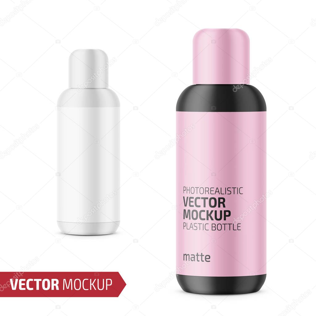 White plastic cosmetic bottle template.