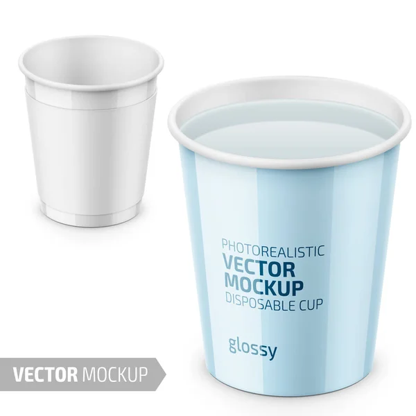 Λευκό Γυαλιστερό Διαθέσιμου Κύπελλο Για Ποτό Νερό Σόδα Καφέ Τσάι — Διανυσματικό Αρχείο