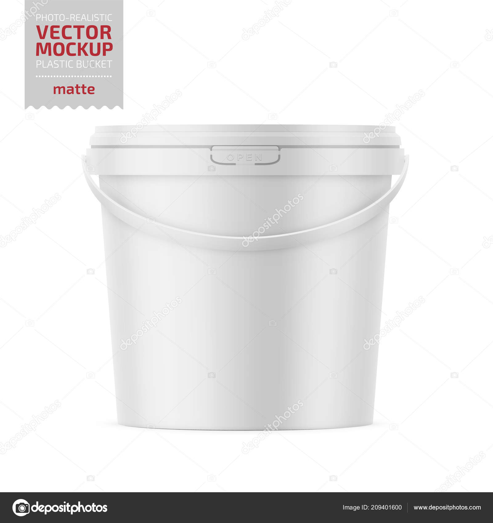 Download White Matte Plastic Bucket Food Products Paint Household Stuff 900 Vector Image By C Gruffi Vector Stock 209401600
