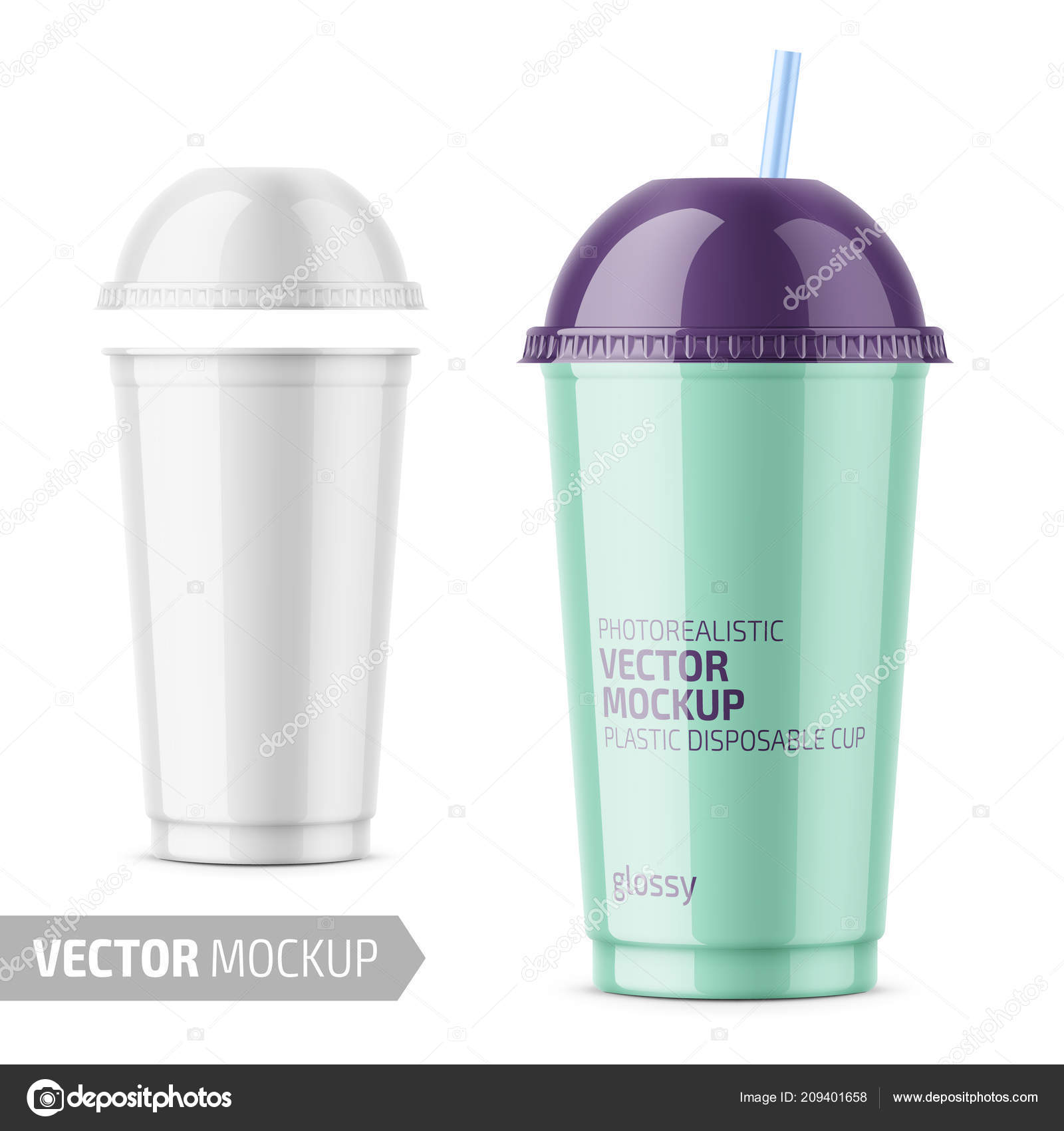 Download White Disposable Plastic Cup With Sample Design Vector Image By C Gruffi Vector Stock 209401658
