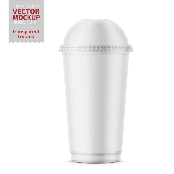 Clear disposable plastic cup with dome lid. — Stock Vector