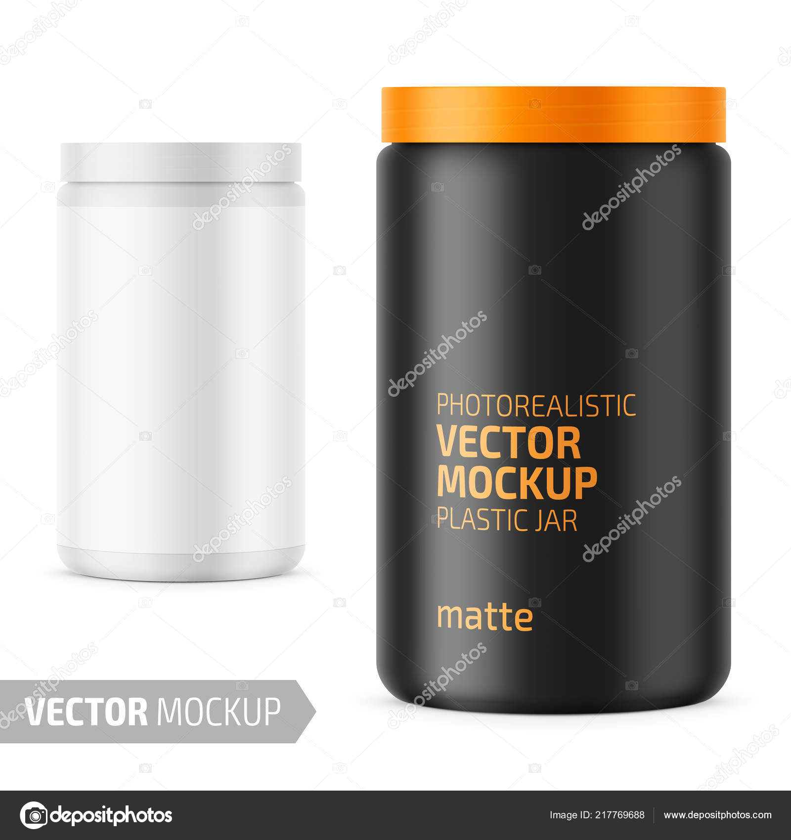 Download White Matte Plastic Jar With Lid For Powder Vector Image By C Gruffi Vector Stock 217769688