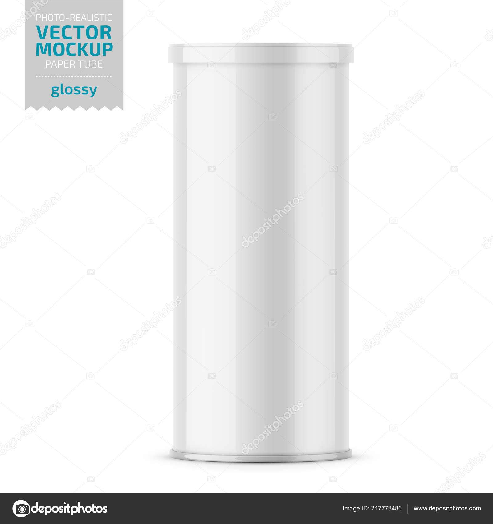Download White Glossy Paper Tube With Plastic Lid Vector Image By C Gruffi Vector Stock 217773480