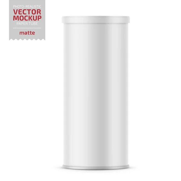 White matte paper tube with plastic lid. — Stock Vector