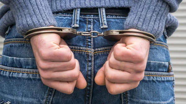 Handcuffed Thief Arrest Gangster Terorist — Stock Photo, Image