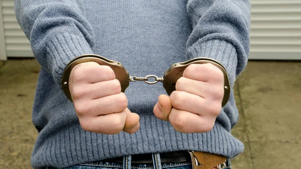 Handcuffed Thief Arrest Gangster Terorist — Stock Photo, Image