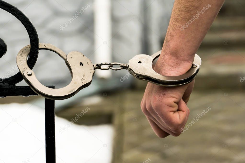 handcuffed thief arrest gangster terorist