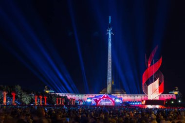 Moskova'da güzel havai fişek, zafer Park Poklonnaya Hill, 9 th Mayıs 2018