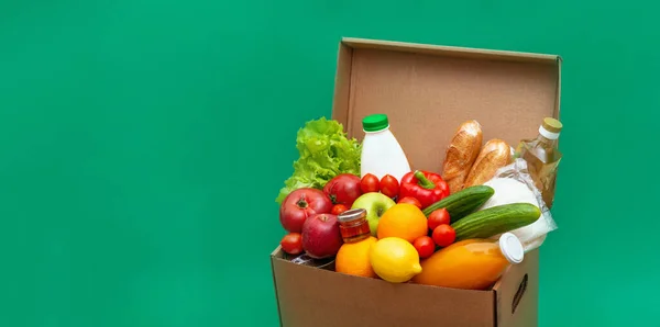 Big Box Food Supplies Crisis Food Stock Quarantine Isolatio Period — Stock Photo, Image