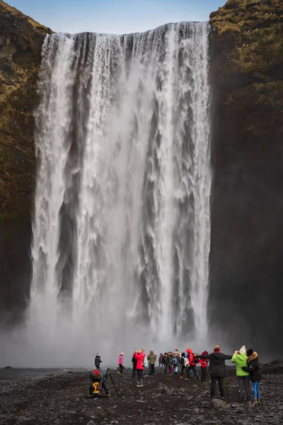 Водоспад Skogafoss Південна Ісландія Лютого 2019 Величезний Потужний Водоспад Skogafoss — стокове фото