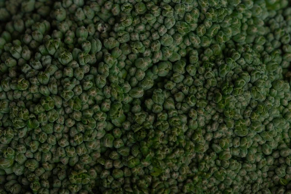 ブロッコリーマクロの質感 ブロッコリーのトップビュー 有機食品の背景 — ストック写真
