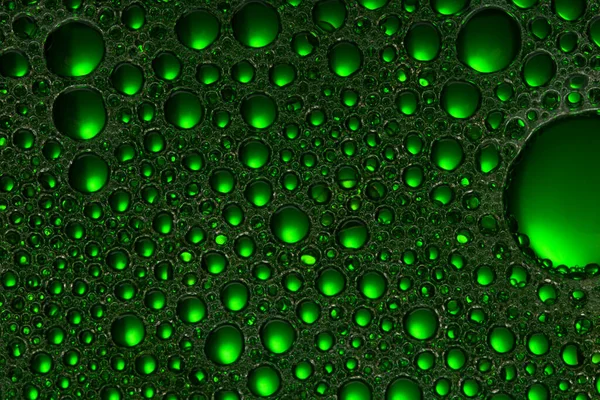 Abstract Green Water Bubbles Background Oil Water Texture Foam Close — Stock Photo, Image