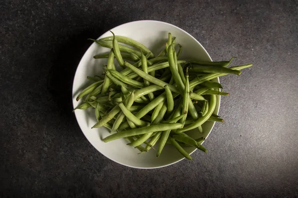 Green Runner Beans Dark Background — Stock Photo, Image