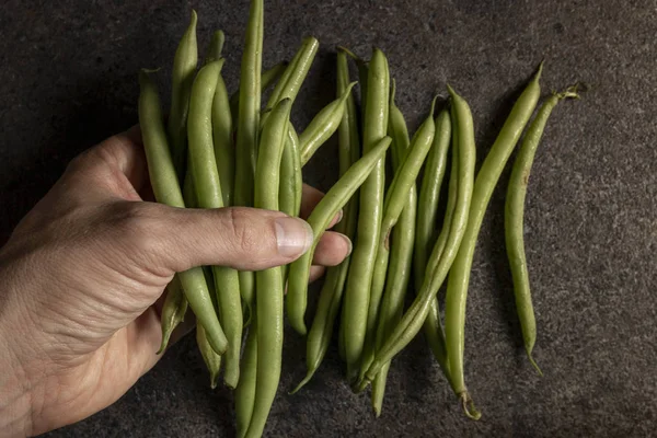 Frijoles Verdes Sobre Fondo Oscuro — Foto de Stock