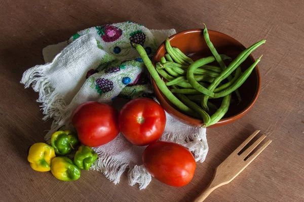 yeşil fasulye ve, fasulye, doğal, domates ve clili diyet, vejetaryen