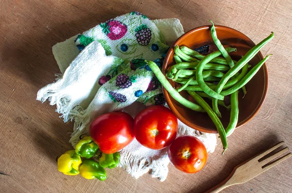 yeşil fasulye ve, fasulye, doğal, domates ve clili diyet, vejetaryen