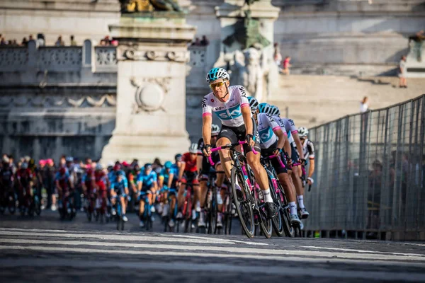 Рим Италия Мая 2018 Года Группа Профессиональных Велосипедистов Улицах Рима — стоковое фото